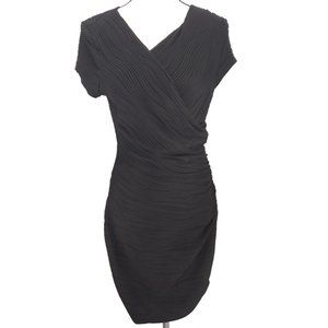 Joseph Ribkoff Made in Canada textured ruched bodycon Black dress size 10